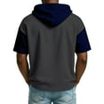 thumbnail image 3 of Men's Casual Color Block Hooded Zipper Neck Short Sleeve Sweatshirt, Sporty Top for Spring and Summer Outdoor,Gray,2XL, 3 of 7