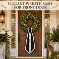 thumbnail image 4 of Wreath Sash for Front Door, Multi-Color Scalloped Edge Wreath Ribbon Sash, 47.24In Long Door Garland Bow Decor for Holiday Wedding Home Porch Decoration 1Pack-Black, 4 of 7