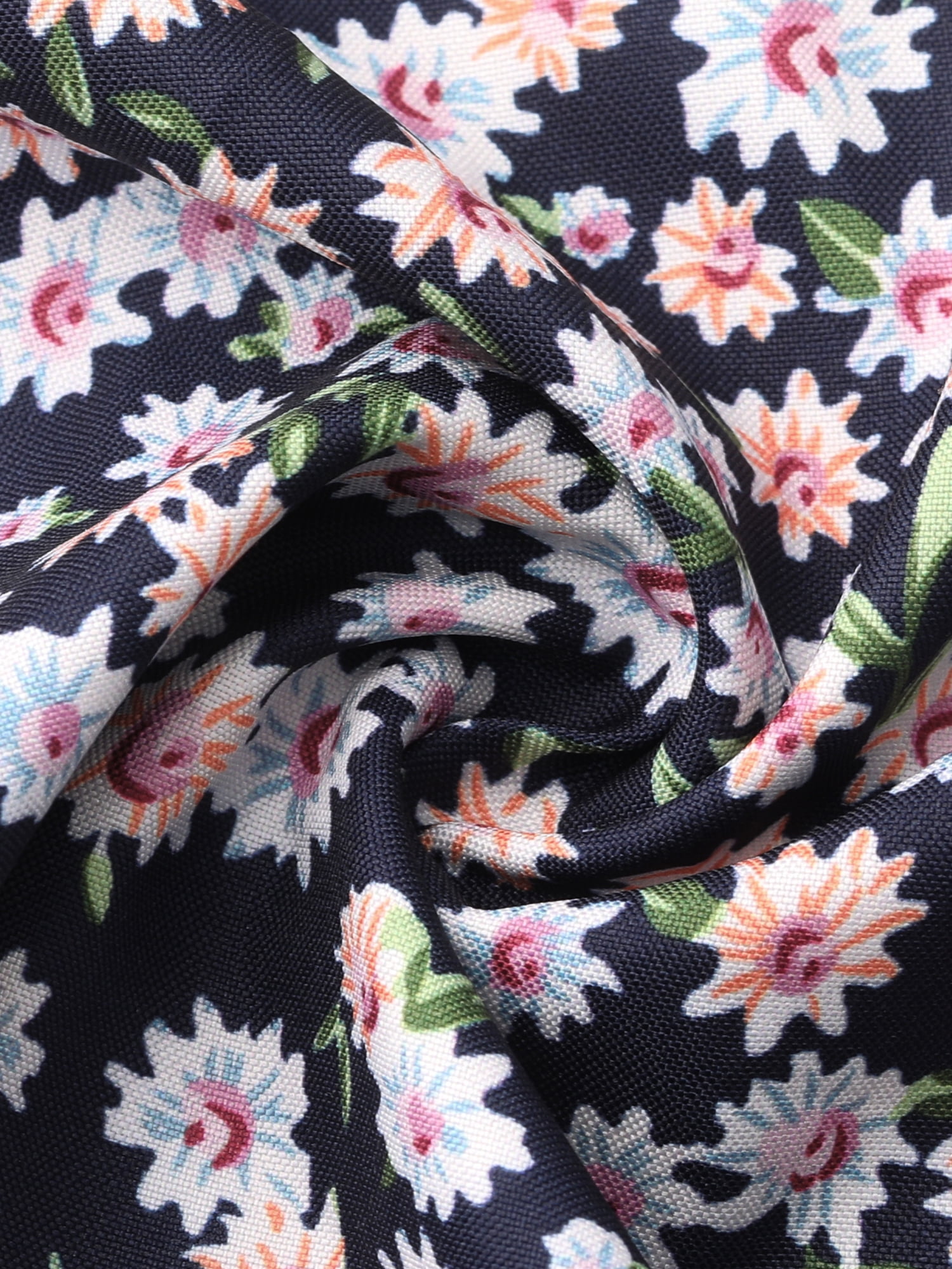 DARING DIVA Women's Elastic Waist A-Line Midi Skirt M Dark Blue Flower