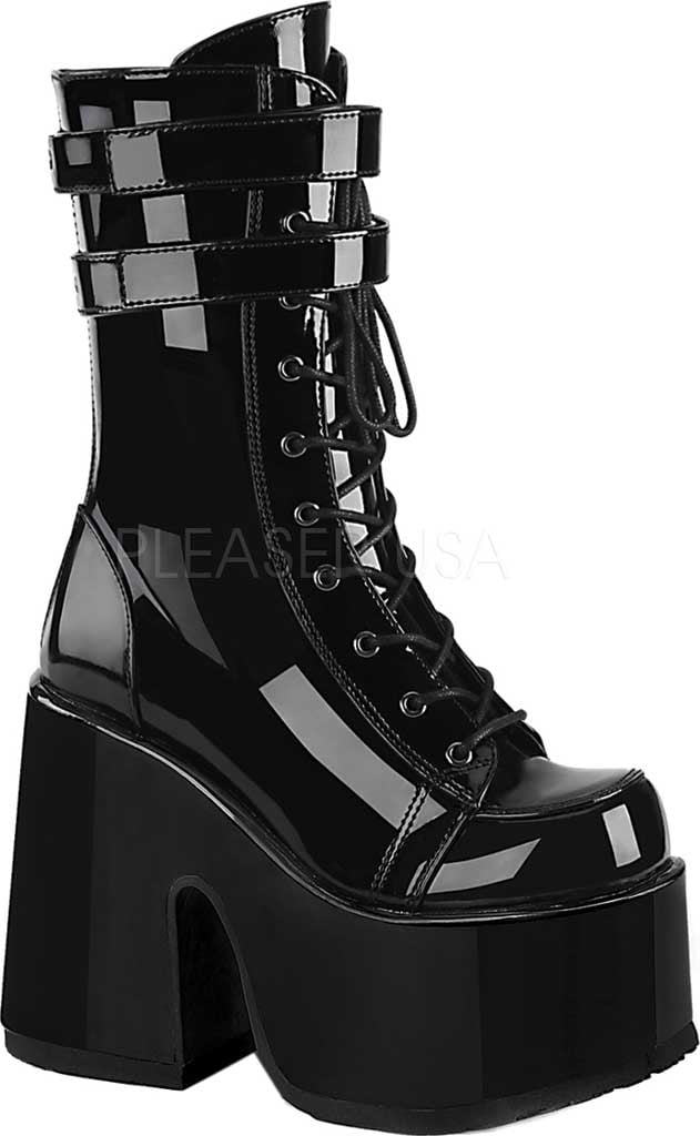 Demonia GRAVEDIGGER-250 Men's Black Vegan Leather Platform Lace-Up Mid-Calf Boot 