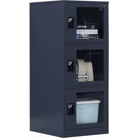 MECOLOR Petit Casier Vertical à un Seul Niveau avec Cadenas à Loquet, Porte en Plastique Transparente, Rangement à 2 Ou 3 Compartiments pour Employé, Maison, Bureau, Classeur, École, Enfants