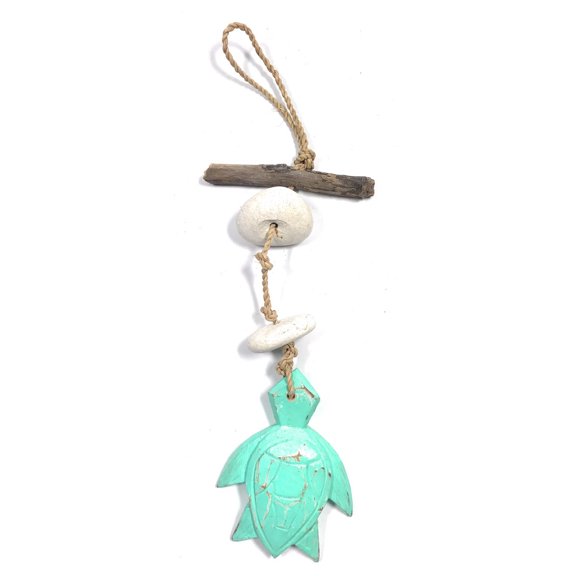 Driftwood Turtle Garland w/ White Stone 12" Turquoise | #lis3101330t