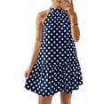 thumbnail image 3 of Women's Mini Halter Short Dresses Line Polka Dot Petite Sundress Dress for Summer Navy Blue L, 3 of 10