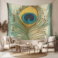 thumbnail image 2 of Teal Peacock Feathers Small Tapestry for Bedroom Wall Hanging Tapestry, Retro Abstract Art Watercolor Ceiling Backdrop Tapestries Poster Blanket Wall Decor for Teens Room Living Room Dorm 23" x 28", 2 of 8