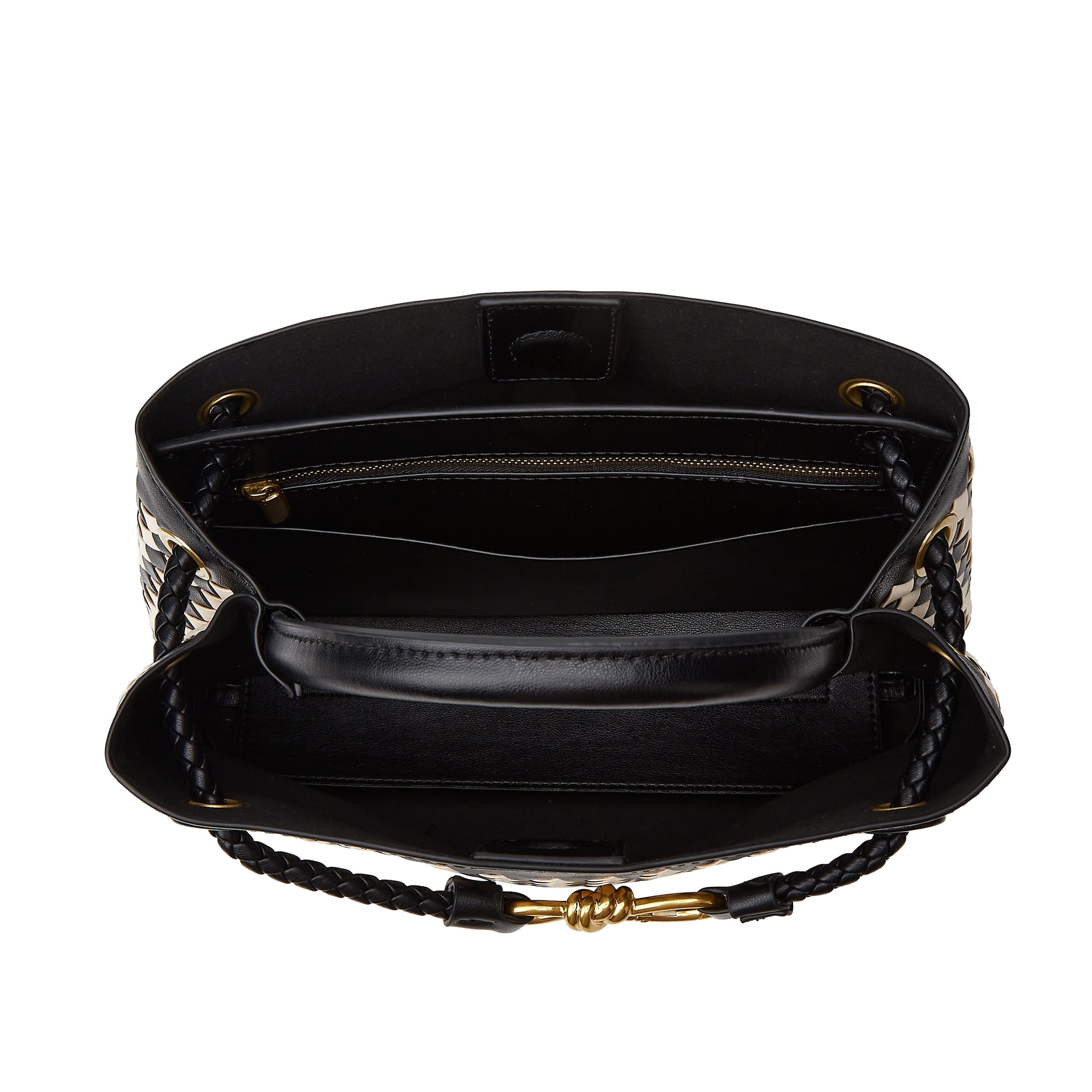 Woven Bags for Women Crossbody Handbag: Vegan Leather Small Tote Purse - Trendy Shoulder Handbags and Purses - Bowknot Satchel Purses (Black+Seashell Color)