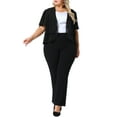 thumbnail image 2 of Agnes Orinda Plus Size Cropped Cardigan for Women Short Sleeve Open Front Lightweight Sheer Shrug 1X Black, 2 of 6