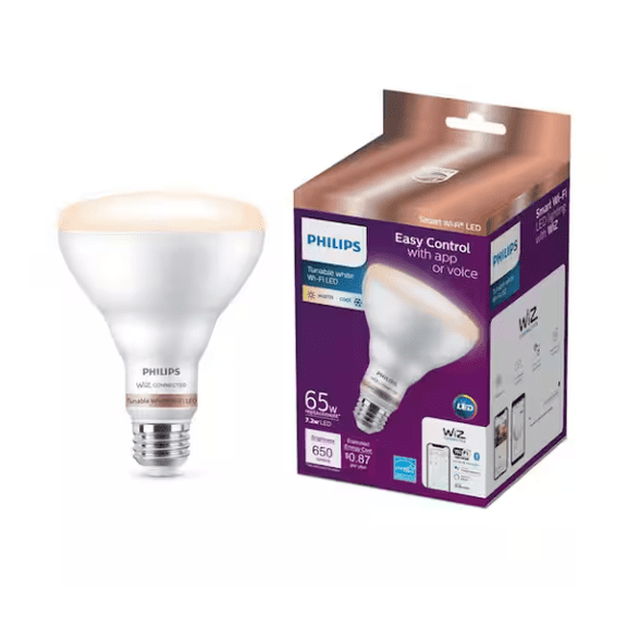 Philips Smart LED 65-Watt BR30 Floodlight Light Bulb, Tunable White, Warm Cool Dimmable, E26 (1-Pack)
