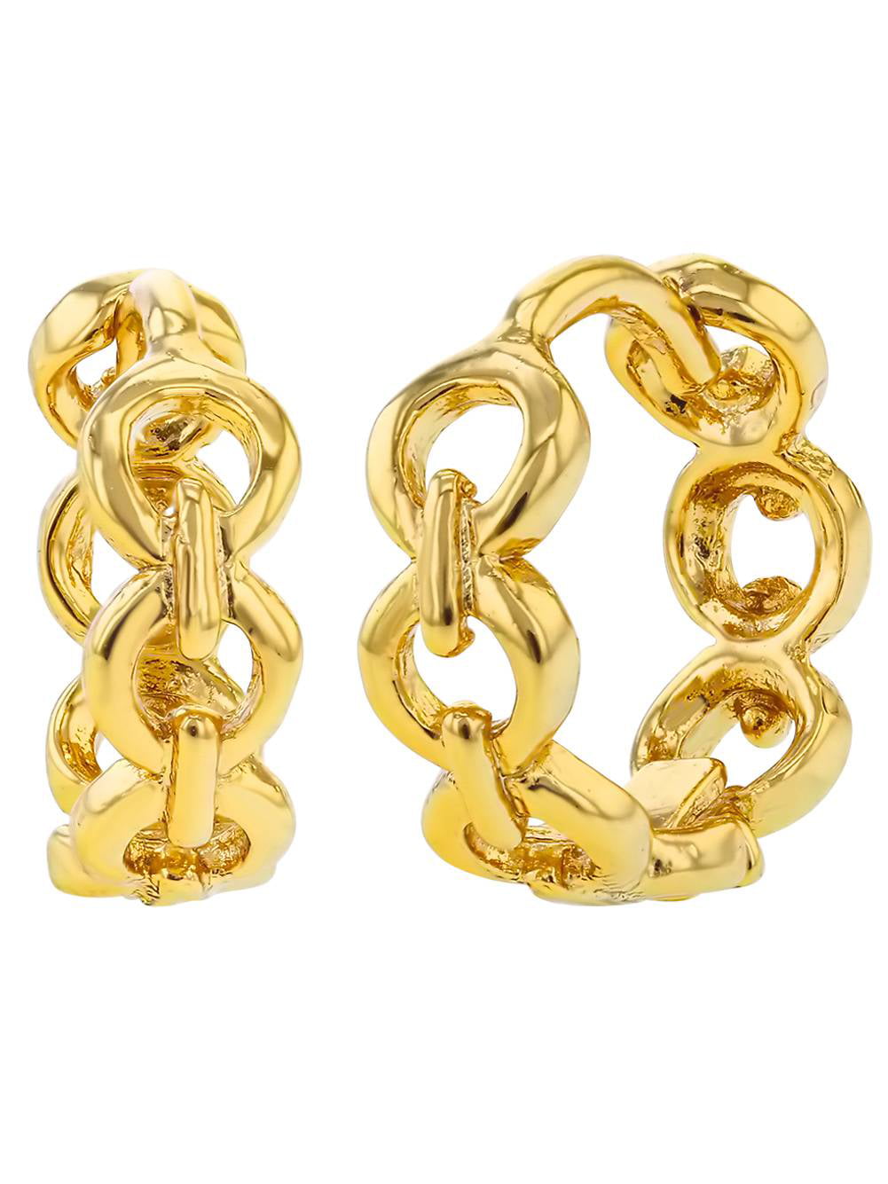 24K Yellow Gold Plated Womens Clear Crystal Lever Back Huggie Hoops Earrings Wedding Jewelry