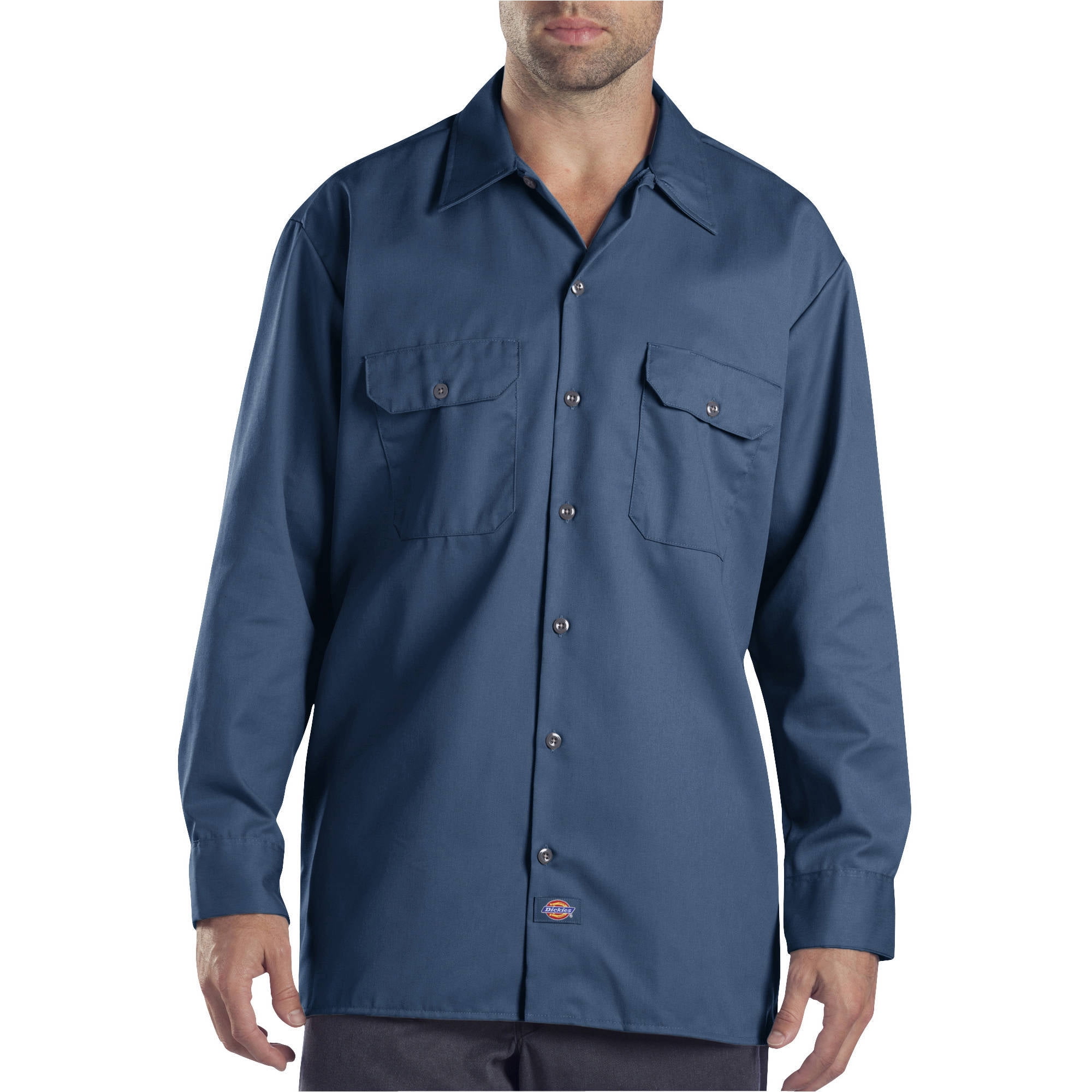 Dickies Mens Original Fit Long Sleeve Twill Work Shirt Denim Classic