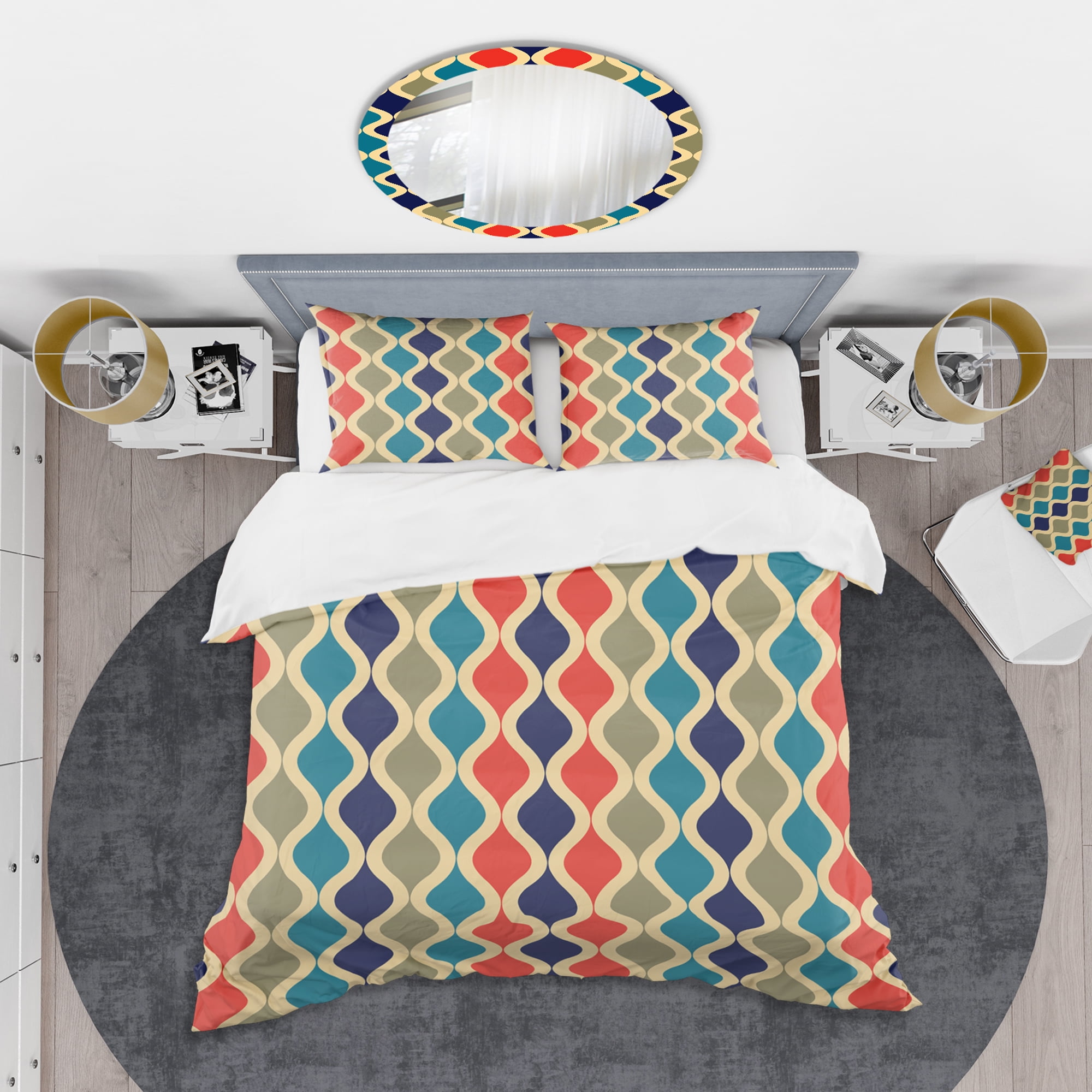 Designart 'Retro Ornamental Design VI' Mid-Century Modern Duvet Cover Set