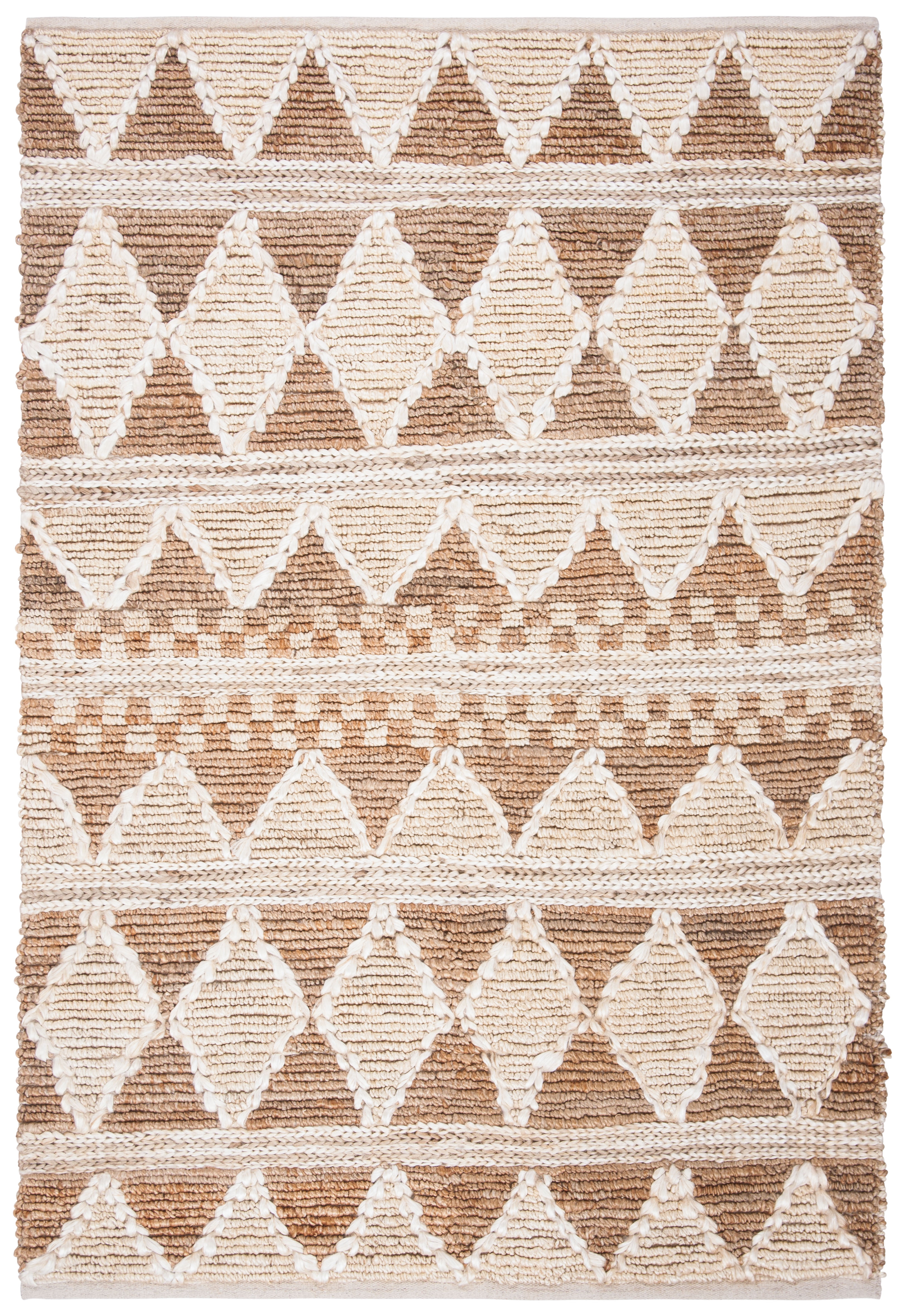 SAFAVIEH Natural Fiber Serenity Geometric Jute Area Rug, Brown/Beige, 5' x 8'