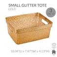 thumbnail image 2 of Simplify 3 Pack Small Plastic Glitter Storage Tote Baskets, Gold, 2 of 5