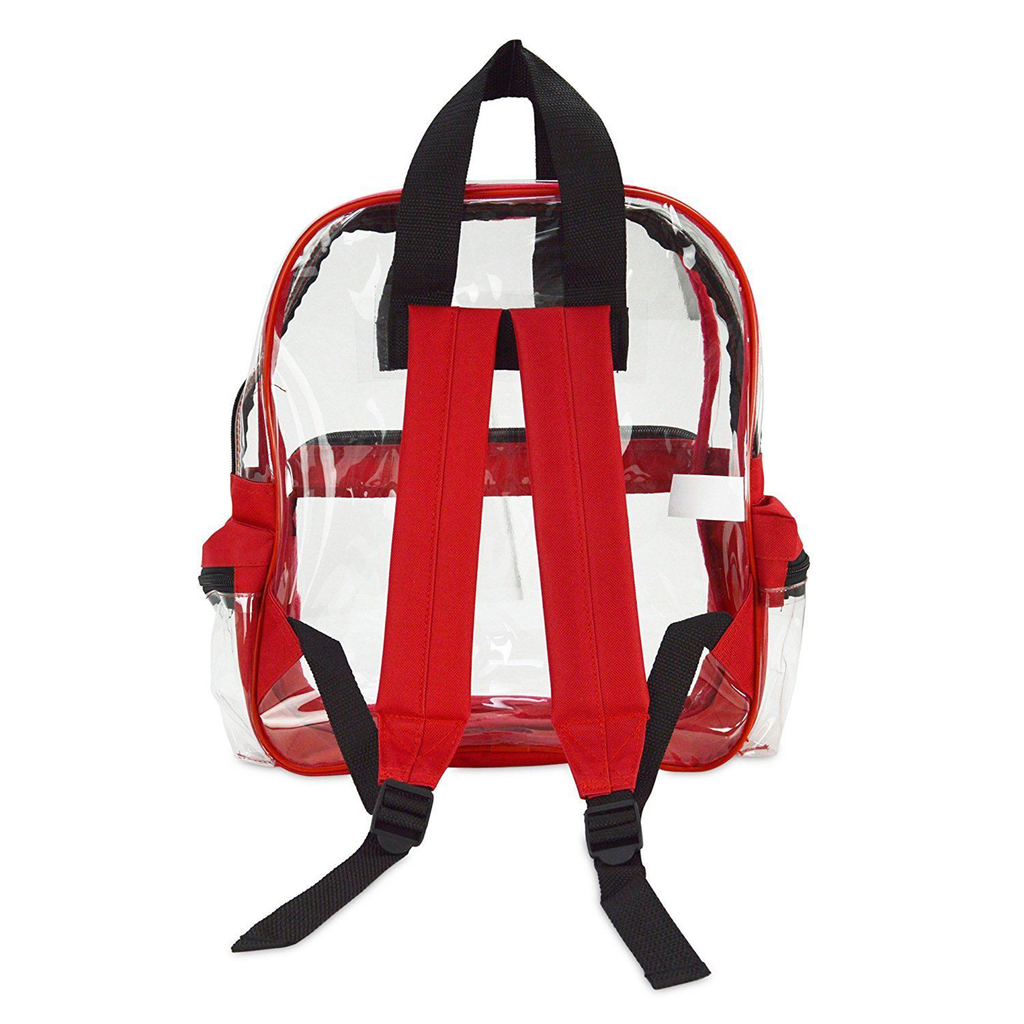 Clear Backpack Camping Hiking Daypacks NFL Sports Events Approved Backpack, Music Events Backpack, Custom Clear CBP School Backpack Transparent Backpacks, Laptop Backpack (Clear - 15") Red/Clear - image 4 of 6
