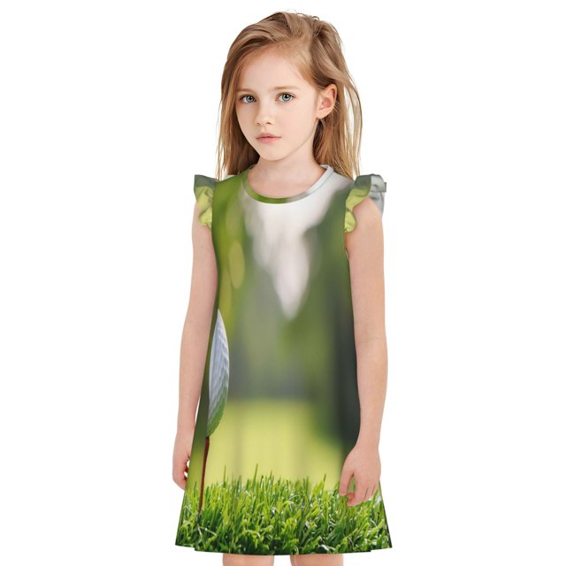 Balery golf ball perched on a tee Camisón de princesa para niñas, pijama de algodón con mangas abullonadas, suave y bonito.-Medium