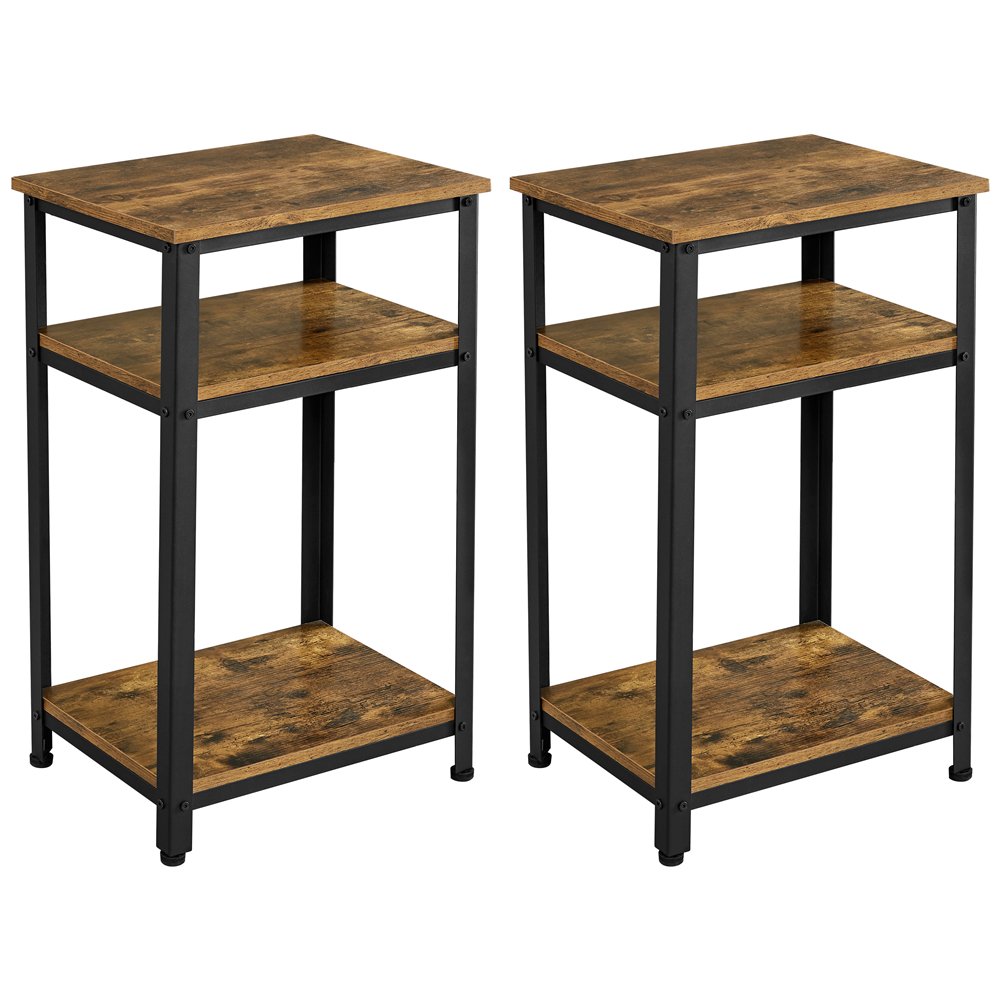 Yaheetech Set of 2 End Table Side Table Rustic Industrial Telephone