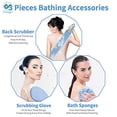 thumbnail image 2 of Deago 3 Pcs Exfoliating Back Scrubber for Shower, Korean Exfoliating Gloves Mitt for Body Exfoliation, Bath Scrub Loofah Sponge, Back Brush Washer Exfoliator for Men and Women (Blue), 2 of 7