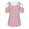 thumbnail image 5 of HAPIMO Savings Shirts for Women Classic-Fit Womens Summer Fashion Tops Polka Dots Print Tee Shirt Crewneck Cozy Blouse Casual Cold Shoulder Short Sleeve Shirt Pink XXL, 5 of 7