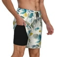 thumbnail image 3 of Picia Watercolor Leaves pattern Mens Swim Trunks with Compression Liner Stretch Beach Shorts Quick Dry with Zipper Pockets No-Chafing Board Shorts-XX-Large, 3 of 9
