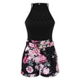 thumbnail image 4 of Baqcunre Two Piece Sets for Women Floral Print Sleeveless Basic Tank Top & Shorts Set for Woman with Belt Womens Fashion Outfits for Women Vacation Outfits for Women Womens Clothes Black S, 4 of 8