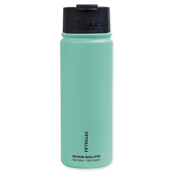 Aqua FIFTY/FIFTY Vacuum-Insulated Stainless Steel Bottle with Wide Mouth Capacity 34 oz