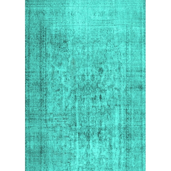 Ahgly Company Machine Washable Indoor Rectangle Abstract Turquoise Blue Contemporary Area Rugs, 8' x 10'