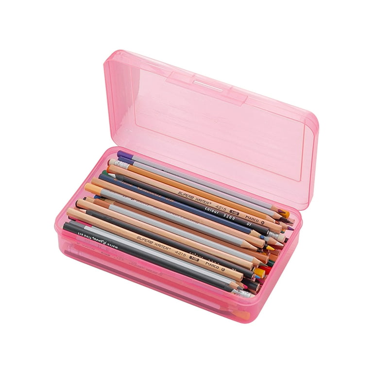 Colored Plastic Pencil Box, Large Capacity Pencil Case for Kids
