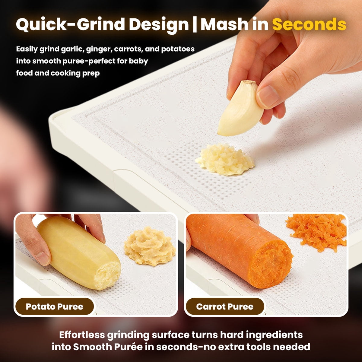 Titanium Cutting Board, 16" × 11" Double-Sided Chopping Board with PP Backing, Dishwasher Safe