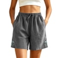 thumbnail image 3 of Yievot Women's Cotton Shorts Drawstring Elastic Waist Loose Fit Breathable Summer Beach Vacation Casual Shorts, 3 of 5