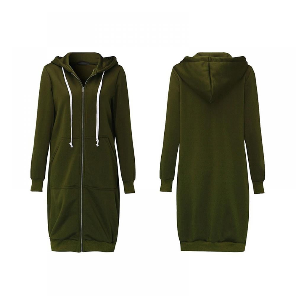 Casual Zip Hoodies Long Tunic Sweatshirts Jackets Plus Size Hoodie with Pockets - Walmart.com