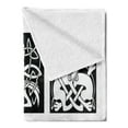 thumbnail image 2 of Celtic Soft Flannel Fleece Blanket, Abstract Animal Ornament Pattern in Tribal Style for Tattoo and Culture Design, Cozy Plush for Indoor and Outdoor Use, 60" x 80", Black and White, by Ambesonne, 2 of 5