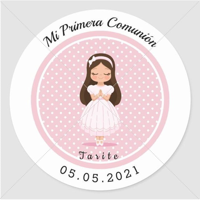 Etiqueta de comunión con nombre personalizado, pegatina de primera comunión, colección de nombre de primera comunión, bautismo, etiqueta de regalo, 3-7cm