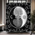 thumbnail image 4 of Black and White Shower Curtain, Gothic Shower Curtain, Blessing Tree Tai Chi Sun and Moon Shower Curtain Set Waterproof Bath Curtain Bathroom Decor with 12 Hooks, 72x72 inches, 4 of 6