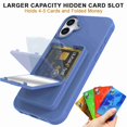 thumbnail image 5 of Dteck Hidden Wallet Cash Slot Case for iPhone 16, Heavy Duty Hard PC + Soft TPU Bumper Protective Rugged Cover with Built-in Mirror, Shockproof Dual Credit Card Holder Slim Case, Blue, 5 of 6