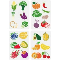 4Pcs 4Styles PET Hollow Out Drawing Painting Stencils Vegetables 297x210mm