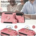 thumbnail image 2 of SaniMore for Samsung Galaxy S23 Wallet Case, [RFID Blocking] Elastic Card Slot Vehicle Magnetic PU Leather Ring Holder & Lanyard Stand Money Pocket Cover for Samsung S23 5G, Pink, 2 of 12