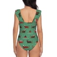 thumbnail image 6 of Yiaed Christmas Dachshund Print Women's Ruffled One Piece Swimsuit V Neck Swimwear Slimming Monokini for Woman-Large, 6 of 8