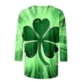 thumbnail image 4 of Green Shirts Womens 3/4 Length Sleeve Tops St Patricks Day T Shirts for Women Crew Neck Leaves Graphic Tees (L, Green 09), 4 of 5