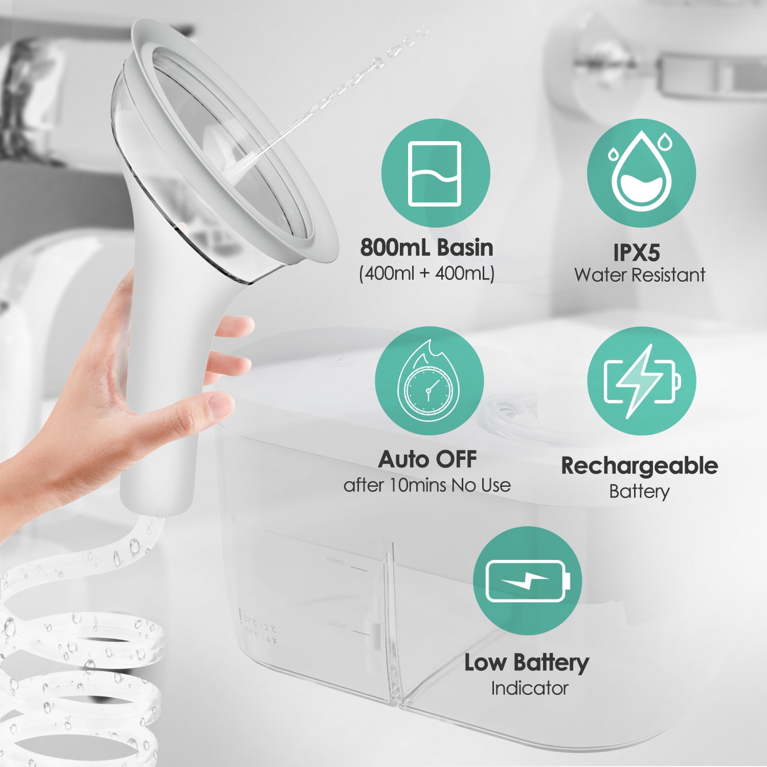 Electric Ear Wax Cleaner, Water Powered Ear Cleaner Automatic, Earwax Cleaning Removal Tool with 4 Cleaning Modes, 10min Auto Off, IPX5 Waterproof, 12 Wash Tips, 400ml Sewage & Clean Water Tank