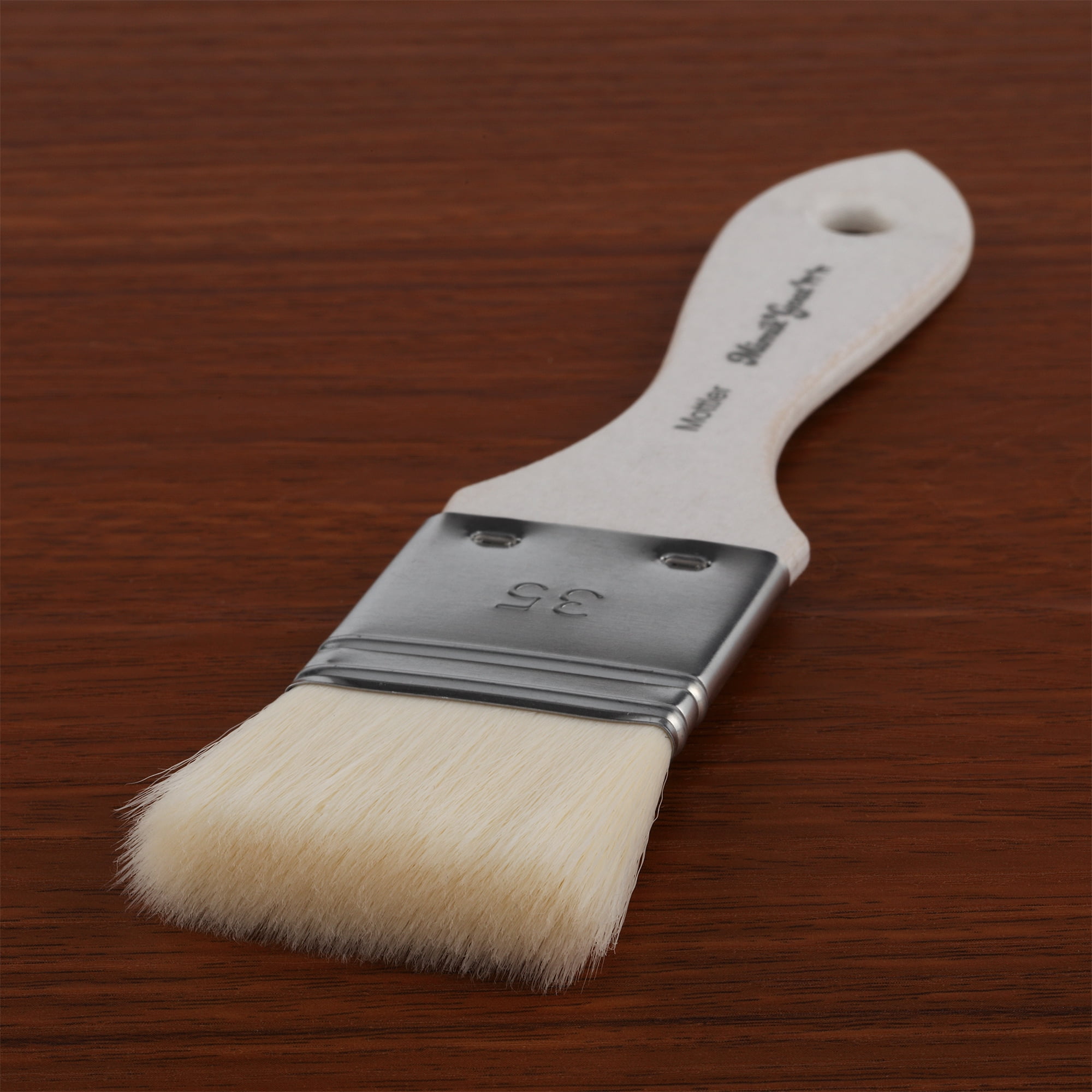 Mimik Synthetic Goat Hair Mottler Paint Brush 1.5" - Short Handle Flat Watercolor Brush- Soft, Absorbent, Synthetic Paint Brush for Watercolor, Oil & Acrylic- Rust-Proof Ferrule- Handmade in Germany