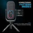 thumbnail image 3 of JLab Epic Talk Gaming, Podcasting & Streaming Microphone, Professional Grade Recording Mic, 92kHz/24BIT Clarity, 4+ft USB-C Cable, Versatile Mounting, 4 Directional Pattern Modes, Gain Control, 3 of 6