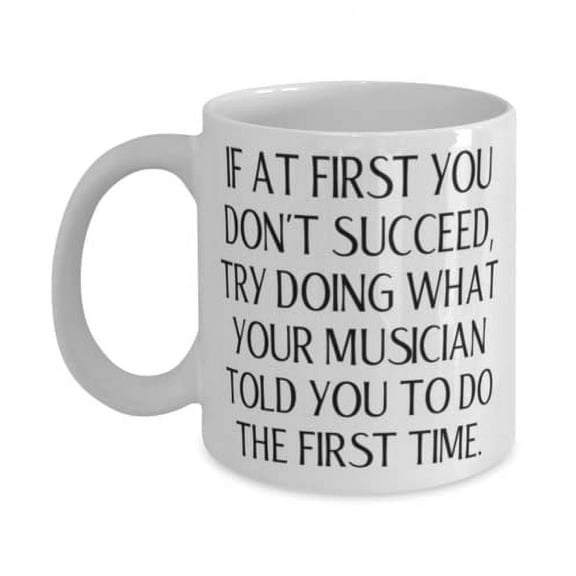 Reusable Musician, If at First You Don't Succeed, Try Doing What Your Musician Told, Unique 11oz Mug For Coworkers From Friends