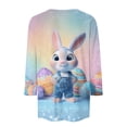 thumbnail image 3 of HAVUITYY Easter 3/4 Sleeve Sweaters for Womens, Cute Bunny Eggs Printed Womens Goung Out T-Shirts, Women's Spring Lightweight Tops, 3 of 5