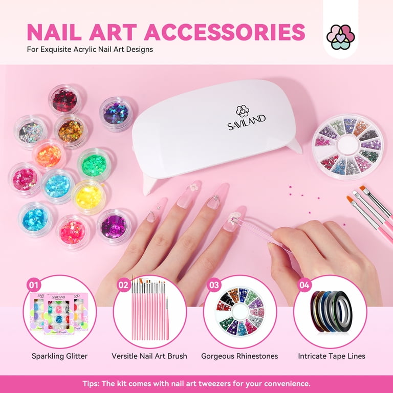 SAVILAND Acrylic Nail Kit with Accessories, Beginner-Friendly