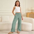 thumbnail image 2 of LIIPEE Summer Pants For Girls Casual Lightweight Drawstring Waist Baggy Wide Leg Solid Color Trousers Kids Breathable Comfortable Cute Daily Pants,14-15 Years, 2 of 6