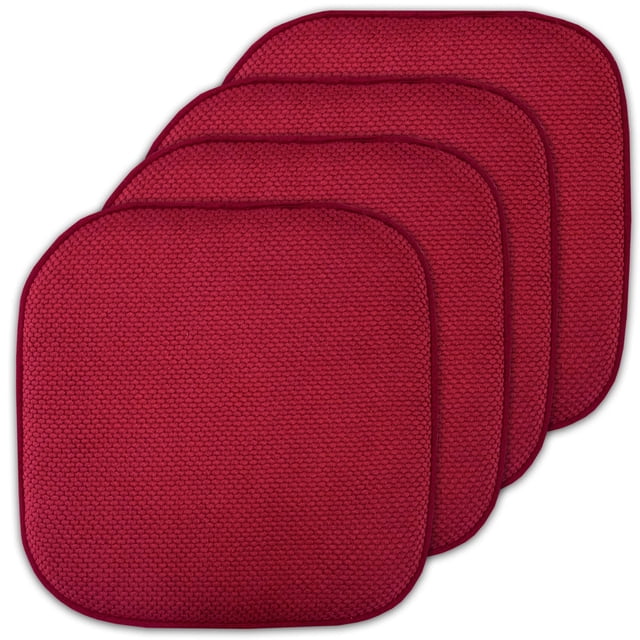Cojines para silla Sweet Home Collection, espuma viscoelástica, 40 x 40 cm, color rojo, paquete de 4