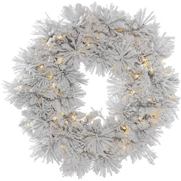 Vickerman 48" Flocked Alberta Artificial Christmas Wreath with 100 Warm