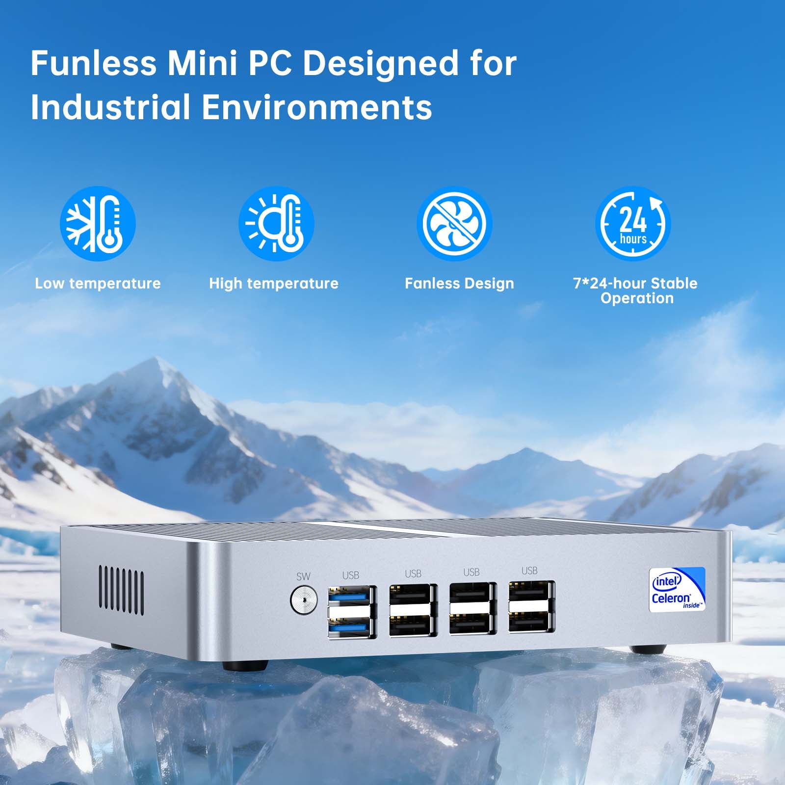 Mini PC Intel Alder Lake N100 (up to 3.4GHz), Desktop Computer Fanless Windows 11 Pro, 8G DDR4 RAM/256G SSD/4K UHD/WiFi 6, BT 5.2 for Business Home Office Recreation