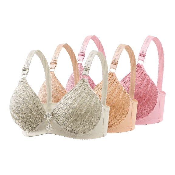Fatuov Comfort Bras for Women Plus Size Embroidery Soft Everyday Bras for Travel Seamless Full Coverage Push Up Lace T-Shirt Bras No Underwire, 3-Pack, Green, 38B