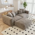 thumbnail image 3 of The Magic Home 2-Seater Modular Convertible Corduroy Sectional Sofa, Brown, 3 of 10