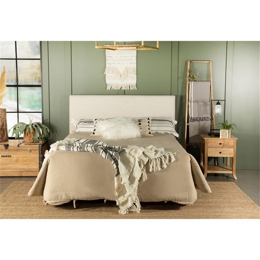Maklaine 46" x 80" Fabric Upholstered King Headboard in Sand Beige